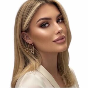 Louis Vuitton Gold Heart Hoop Earrings